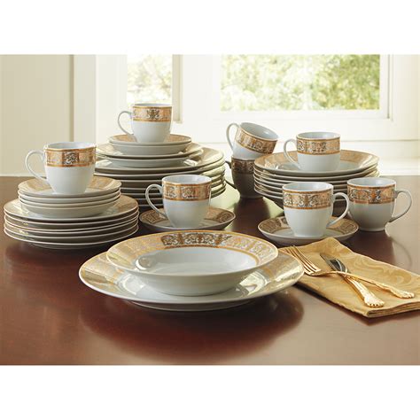 40-Pc. Golden Ceramic Dinnerware Set| Dining & Entertaining | Brylane Home