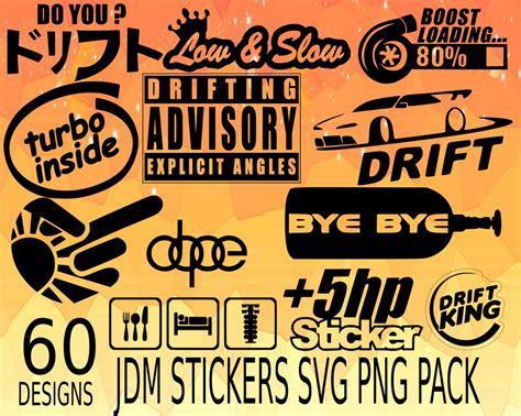 JDM Car Stickers Vector Pack SVG, PNG Vector Pack Vehicle Low Rider, Best Car Stickers Turbo ...