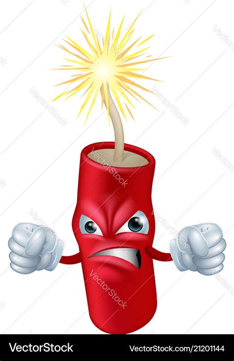 Angry cartoon dynamite stick Royalty Free Vector Image