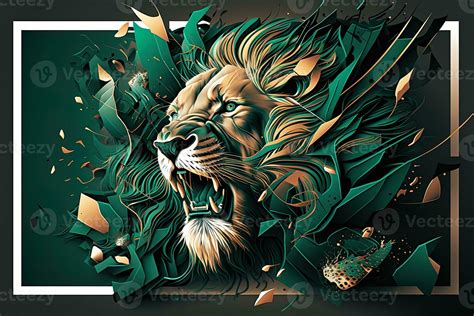 Poster of Lion roaring, Abstract poster of a dangerous and powerful roaring male lion ...