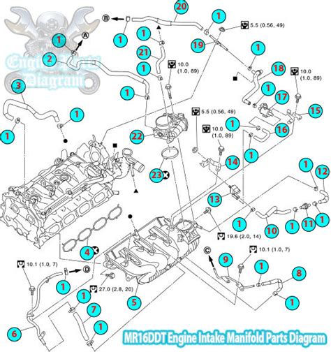 2014 Nissan Juke Intake Manifold Parts Diagram (MR16DDT Engine)