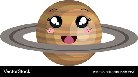 Saturn planet kawaii character Royalty Free Vector Image