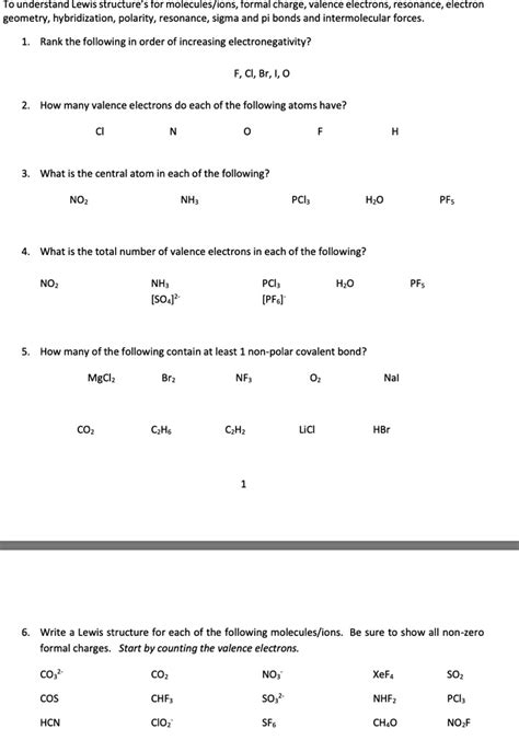 SOLVED: To understand Lewis structures for molecules/ions, formal ...