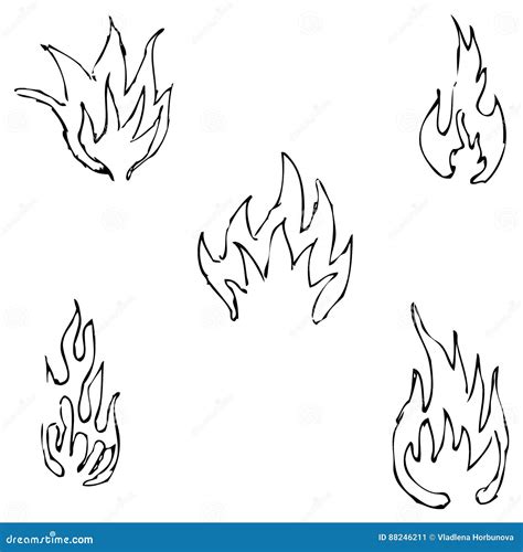 Flame Tongues. Sketch By Hand. Pencil Drawing By Hand. Vector Image. The Image Is Thin Lines ...