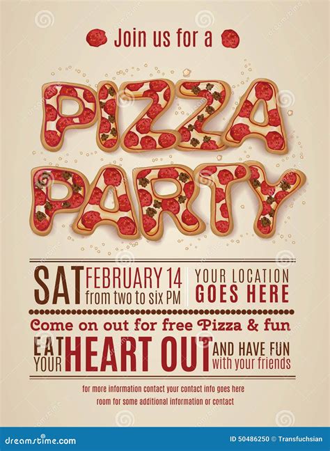 Pizza Party Invitation Template Stock Vector - Illustration: 50486250