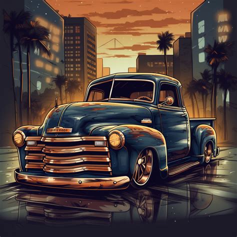 Chevrolet 3100 Lowrider Bomb Pickup Truck Chevy Low Rider Art Poster Printable Digital Download ...