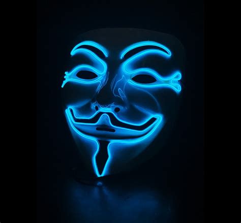 Blue Anonymous LED Hacker Mask Halloween Costume Fancy Dress V | Etsy