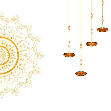 Diwali Frame Decorations Mandala With Hanging Diya Art Vector Hd Psd ...