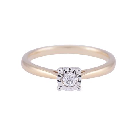 9ct Yellow Gold Brilliant Cut 0.10ct Diamond Solitaire Ring