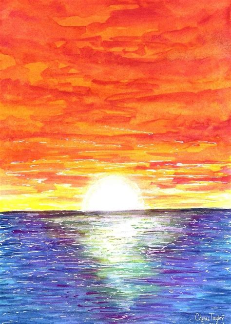 Ocean Sunset by Cherie Taylor | Ocean painting, Sunset canvas painting ...