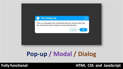 Modal using HTML, CSS, and JavaScript || Custom Pop-up || Dialog - YouTube