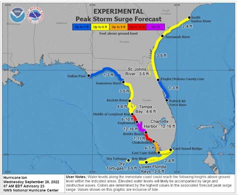 Map shows Hurricane Ian storm surge impact on Florida's coast