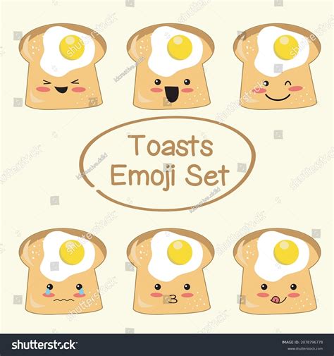 Set Cute Toast Emoji Set Vector Stock Vector (Royalty Free) 2078796778