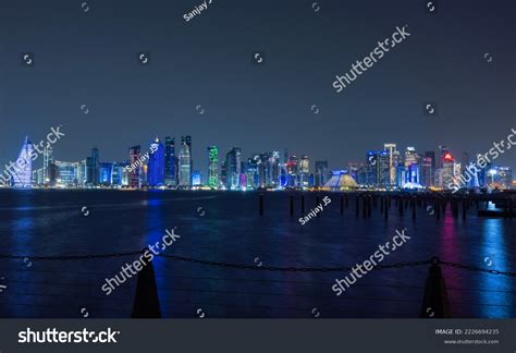 Doha Corniche Skyline Night View 14112022 Stock Photo 2226694235 ...