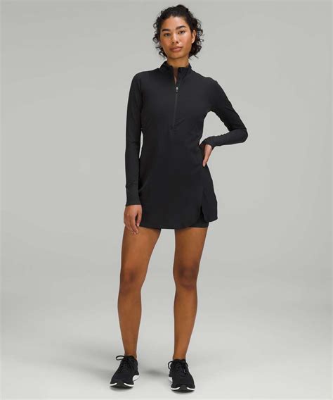 Lululemon Nulux Long-Sleeve Tennis Dress - Black - lulu fanatics