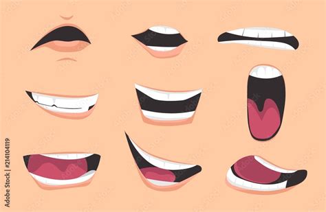 Cartoon mouth expressions set. Vector illustration. Stock Vector | Adobe Stock