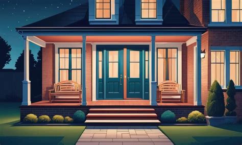 Premium AI Image | Night house porch and door with window cartoon ...