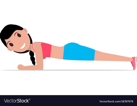 Cartoon girl doing exercise forearm plank Vector Image