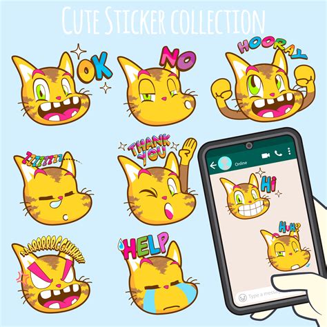 cute cat emoji sticker collections 529011 Vector Art at Vecteezy