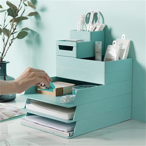 Booyoo Office Desktop Organizer A4 Paper Drawer Storage Box Multi-functional Stackable File ...