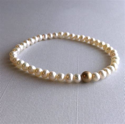 Genuine Pearl Bracelet Gold Bead Bracelet 14 K Gold Filled