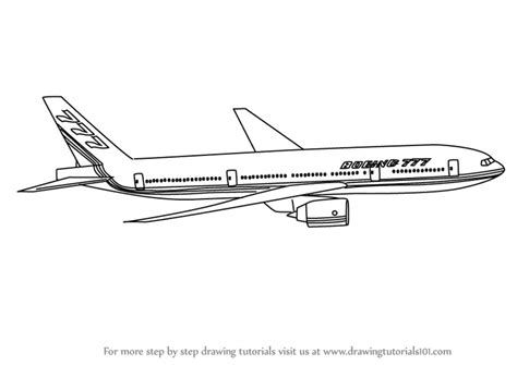 Learn How to Draw a Boeing 777 (Airplanes) Step by Step : Drawing Tutorials