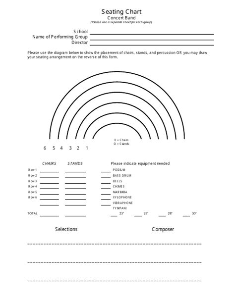 Concert Band Seating Chart Download Printable PDF | Templateroller