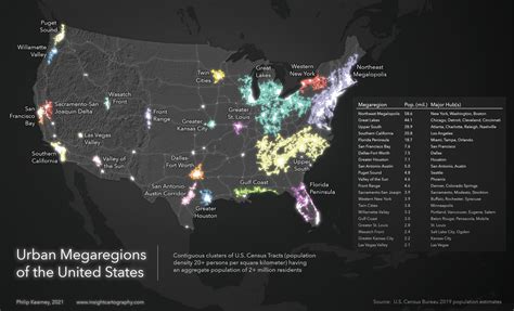 Urban Megaregions of the United States - Insight Cartography