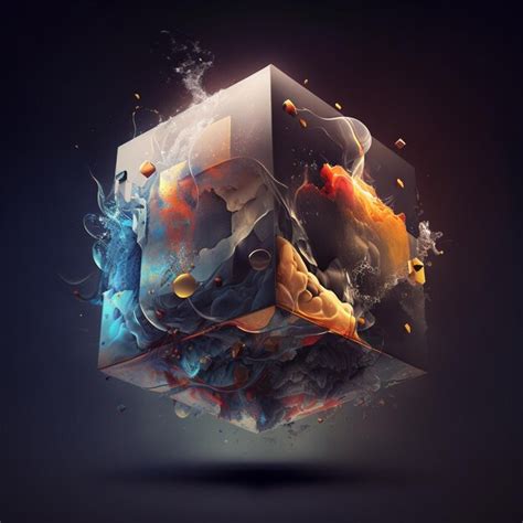 Premium Photo | Digital art of a cube with a fire and smoke design ...