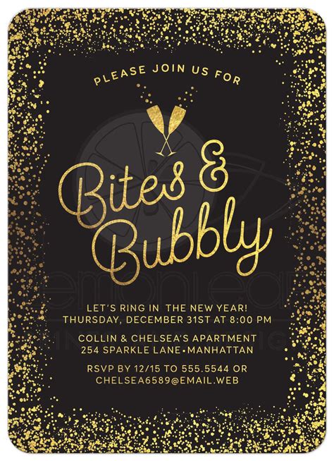 New Year's Eve or Holiday Party Invitations - Golden Confetti Bites ...