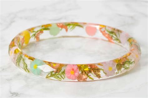 Resin Bracelet Resin Jewelry Resin Bangle Botanical - Etsy