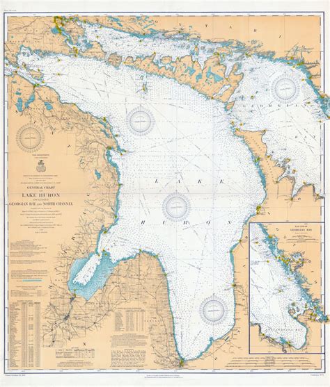 1910 Nautical Map of Lake Huron and Georgian Bay - Etsy Canada | Lake huron, Nautical map, Huron