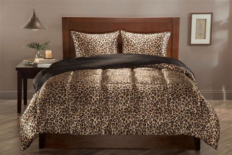 Luxury Satin Reversible 3PC Comforter Set, King, Leopard/Black ...