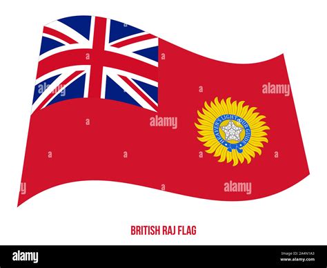 British Raj (1858-1947) Flag Waving Vector Illustration on White Background. East India Company ...