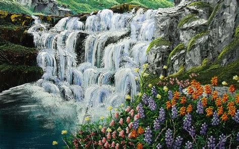 Waterfall Flowers Wallpapers - Top Free Waterfall Flowers Backgrounds - WallpaperAccess