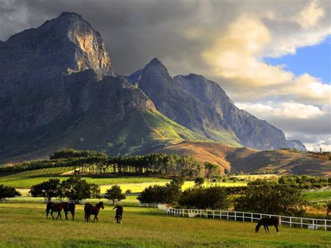 Franschhoek, Mountains, South Africa, Farm, Clouds, Horse, Landscape ...