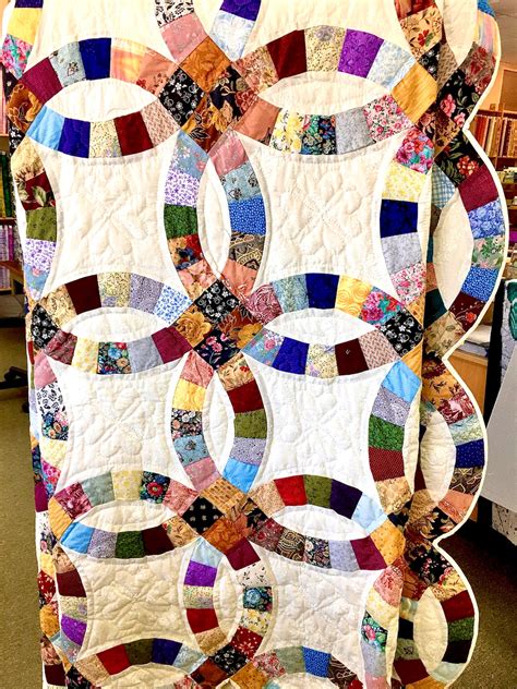 Amish made quilt double wedding ring hand quilted king size | Etsy