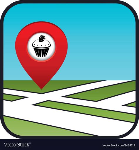 Street map icon with the pointer confectionery Vector Image