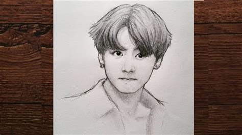 Drawing BTS Jungkook|| BTS sketch ||(KPOP Star Jeon Jungkook fan art) - YouTube