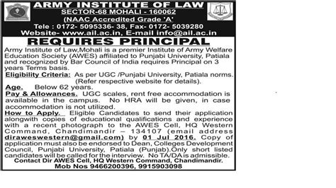 JOB POST: Principal @ AIL Mohali