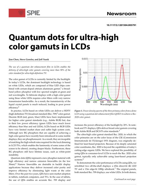 (PDF) Quantum dots for ultra-high color gamuts in LCDs