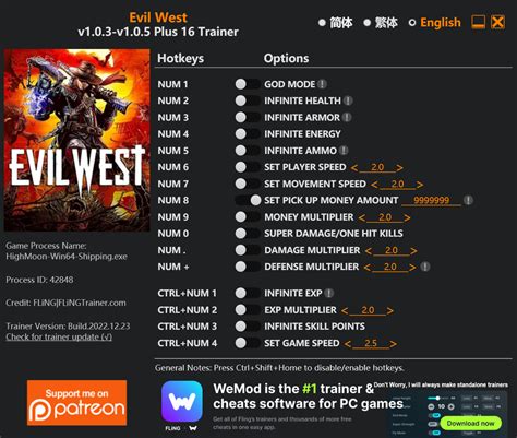 Evil West Trainer - FLiNG Trainer - PC Game Cheats and Mods