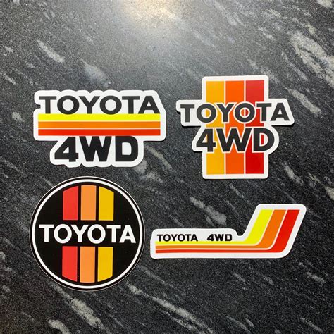 Toyota Vintage Stripes 4WD Vinyl Sticker/ Car Decal Tacoma Tundra 4runner FJ Cruiser SR5 Hilux ...