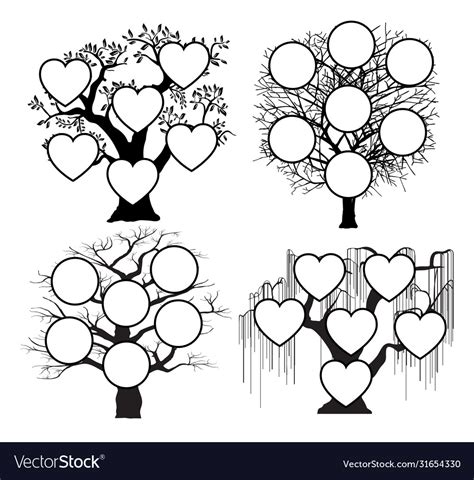 Family tree genealogical silhouette Royalty Free Vector