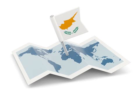 Flag pin with map. Illustration of flag of Cyprus