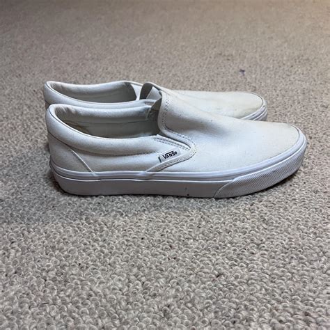 White slip on vans. Super comfy but don’t fit me. If... - Depop