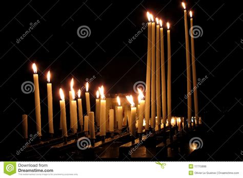 Religious Candles Burning In A Dark Church Stock Photo - Image: 17715896