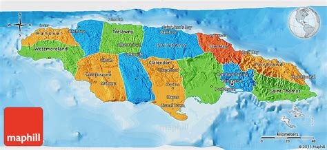 Political 3D Map of Jamaica