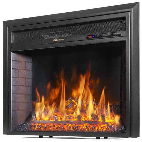 Barton Electric Fireplace Insert Flame Stove Adjustable Flame Timer Firebox Logs with Remote ...