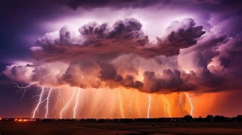 Premium AI Image | A stormy sky with multiple lightning strikes represents a severe storm ...